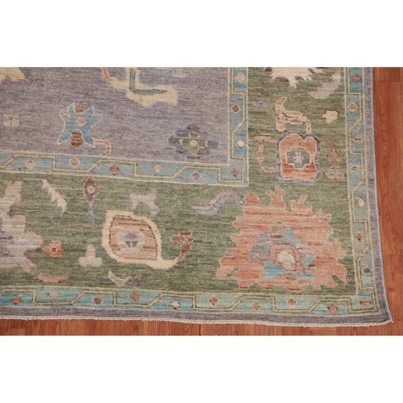 Hand Knotted Oriental 100% Wool Carpet Transitional All-Over Purples Oushak Area Rug - 9' 10'' X 8' 0''