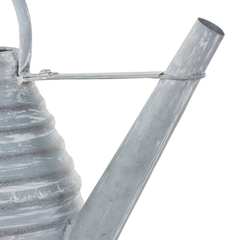 Metal Watering Can Beehive Shaped Watering Can Indoor Outdoor Planter with Large Loop Handle - Gray or Cream - Roche River Decor