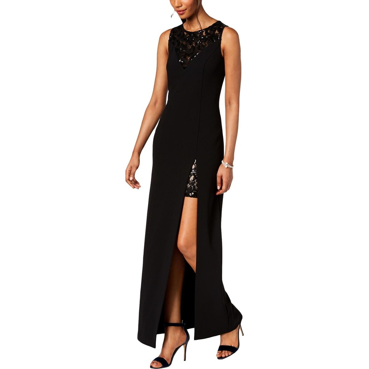vince camuto sequin lace evening dress