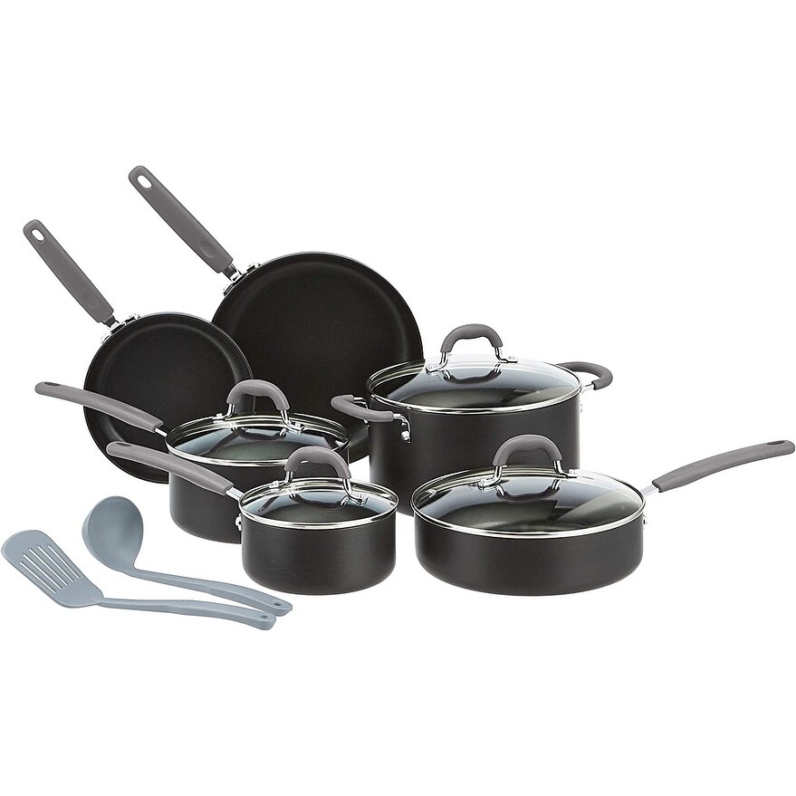  Basics Hard Anodized Non-Stick 12-Piece Cookware Set,  Black - Pots, Pans and Utensils: Home & Kitchen