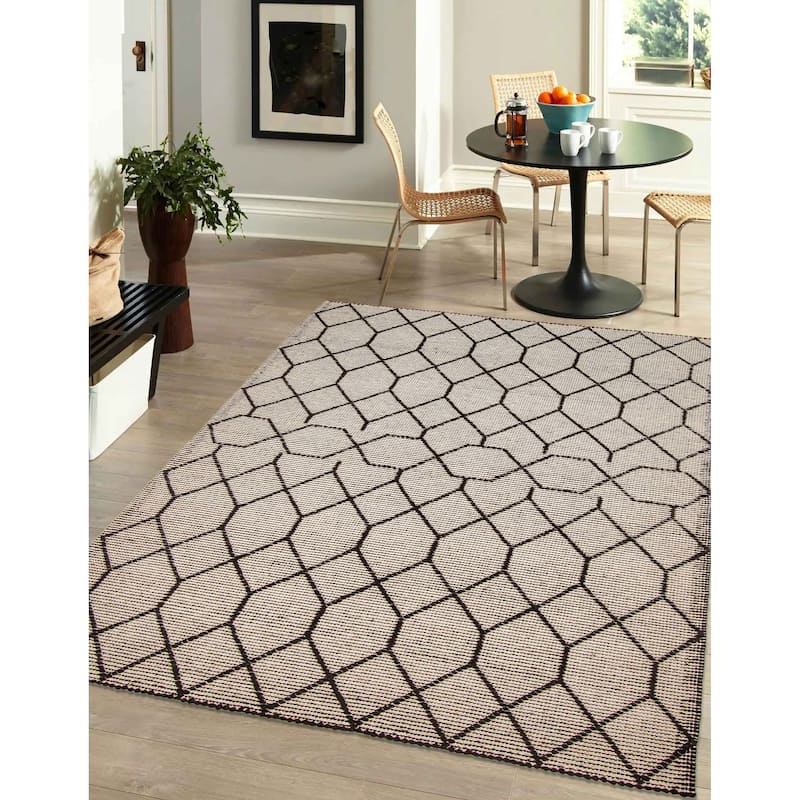 ECARPETGALLERY Braid weave Sienna Cream Wool Rug - 5'2 x 7'6