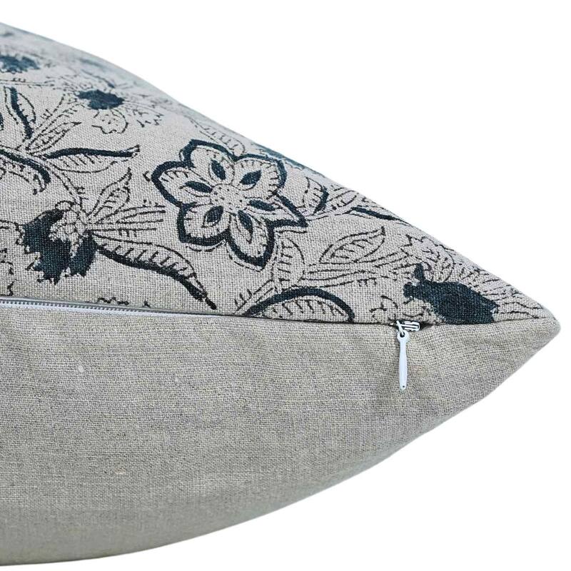 Linen Farmhouse Block print pillow Cover Jarul