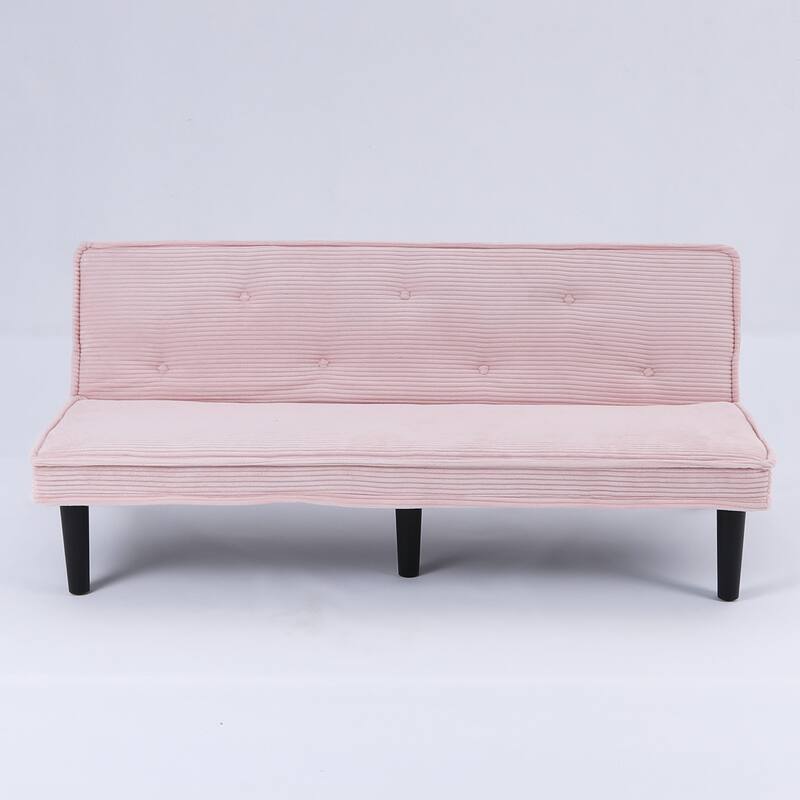 This 66-inch corduroy sofa bed can switch between the two comfortable forms
