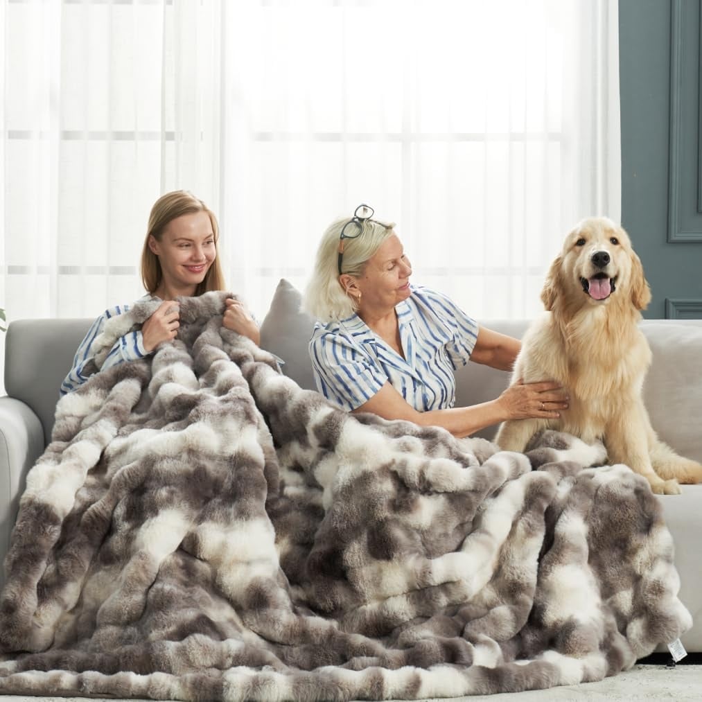 Thick Fuzzy Wolf Blanket Super Warm Wolf Plush Mink Blanket 74X90