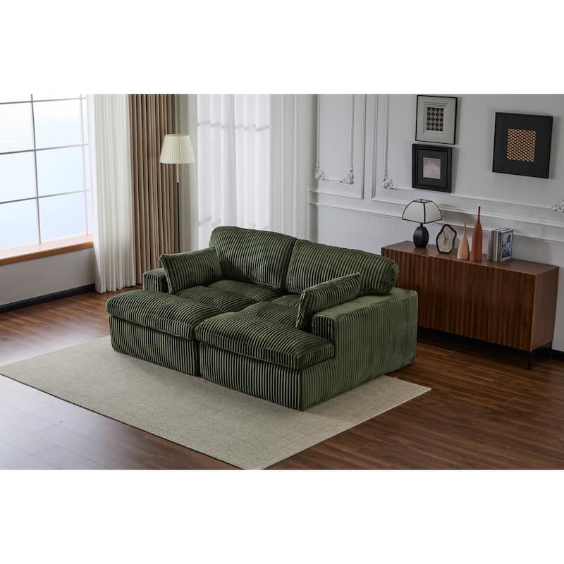 Double Chaise Lounge Chair Indoor,Oversized Upholstered Sleeper Cloud Couch,Deep Seat Sofa Bed,Corduroy Reading Chair Required
