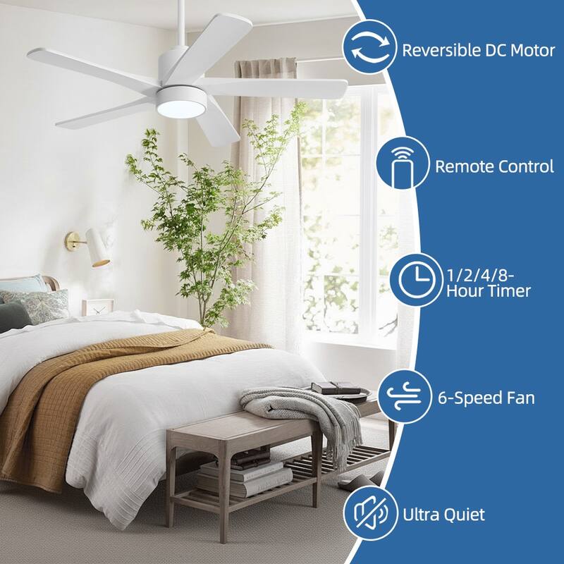 WINGBO 54" and 64" 5 ABS Blades DC Motor Indoor Ceiling Fan with Light & Remote