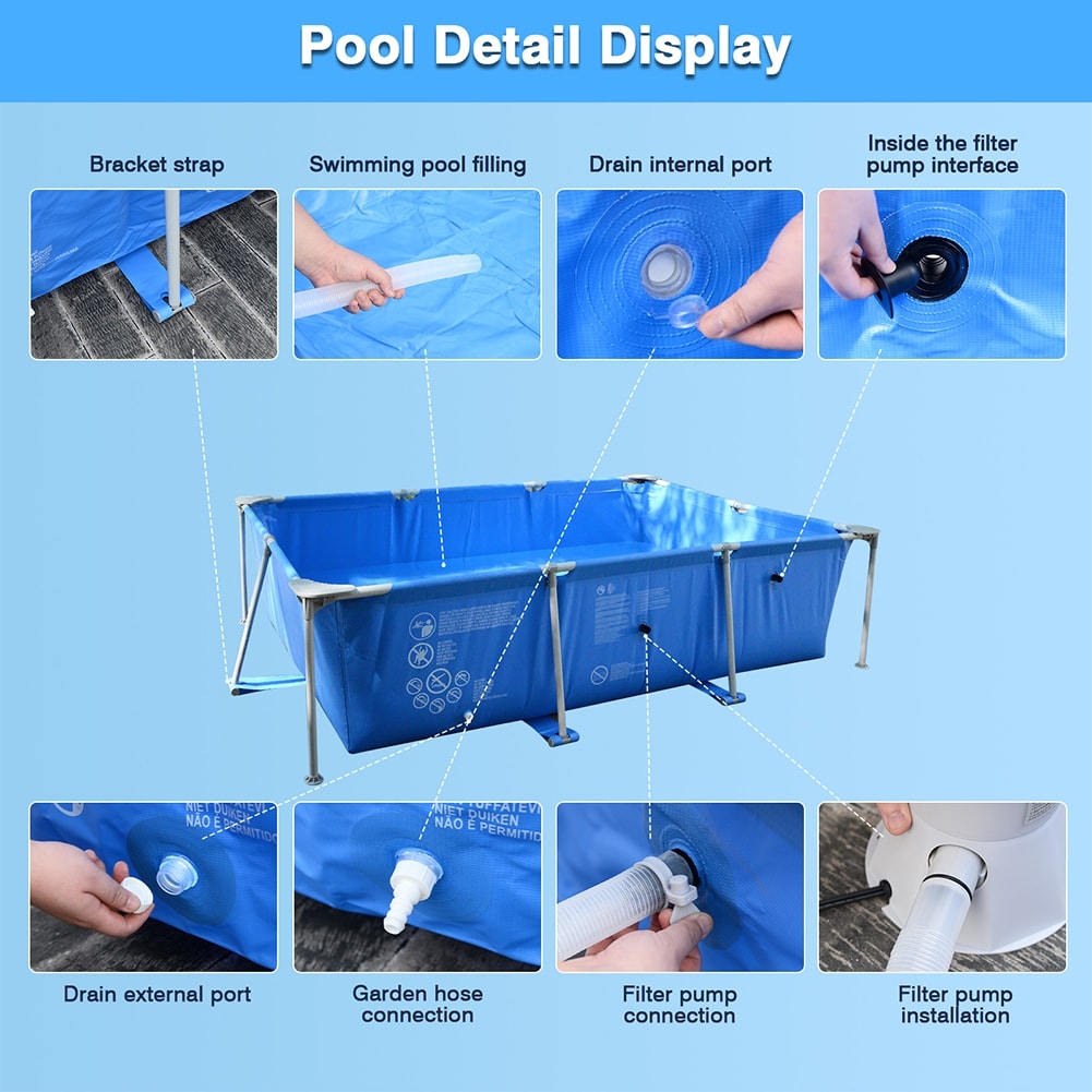 Metal Frame Rectangular Swimming Pool Bed Bath Portable Beyond 38933128 Ground Pool - & - Above