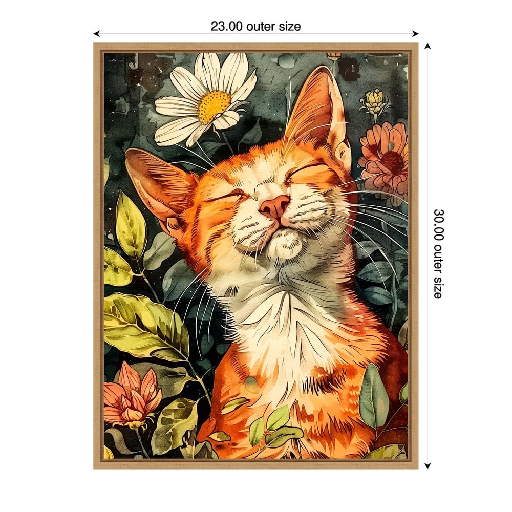 Kitty Daisy by Justyna Jaszke Framed Canvas Wall Art