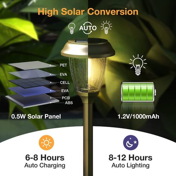 Solar Lights Outside Waterproof 6 Pack - Auto On/Off 10/25 LM LED Glass ...