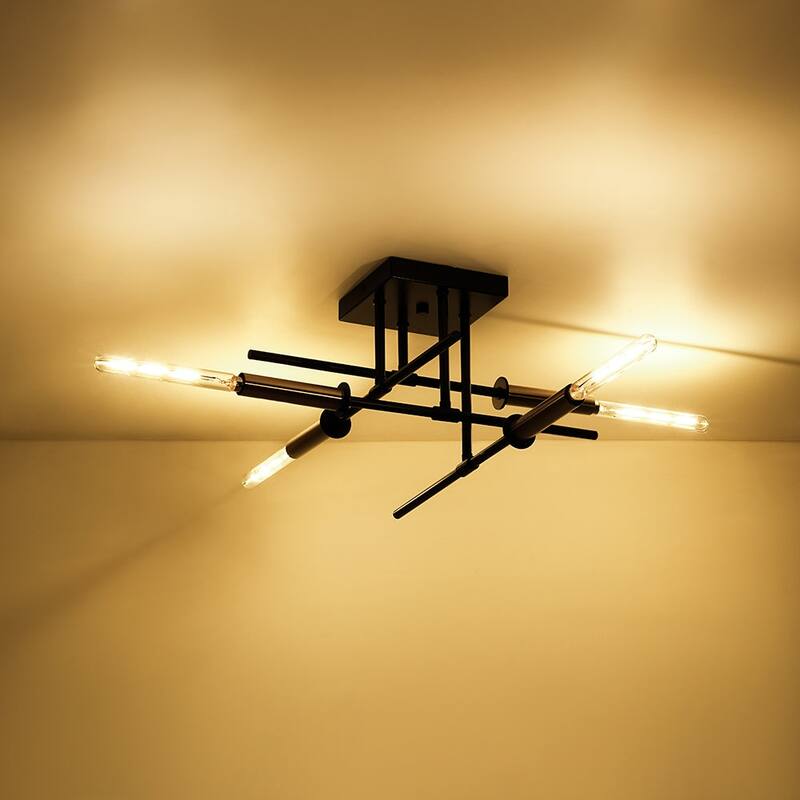 Industrial Linear Tiered Sputnik Semi Flush Mount Light 20 Inches