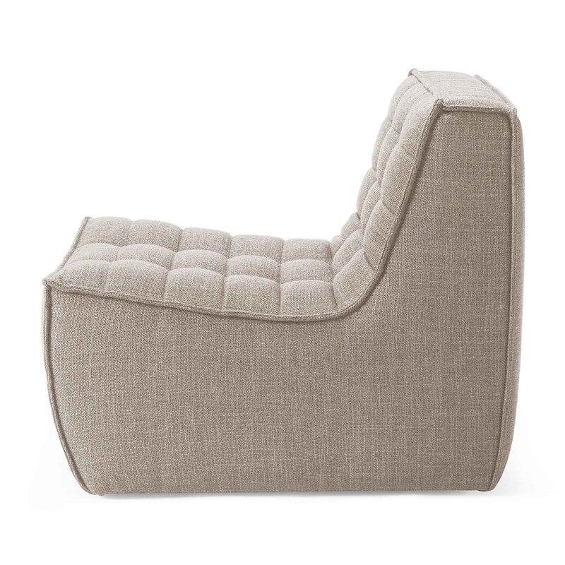 Dark Beige Fabric Italian Modern Minimalist Armless Couch One Seater Sofa
