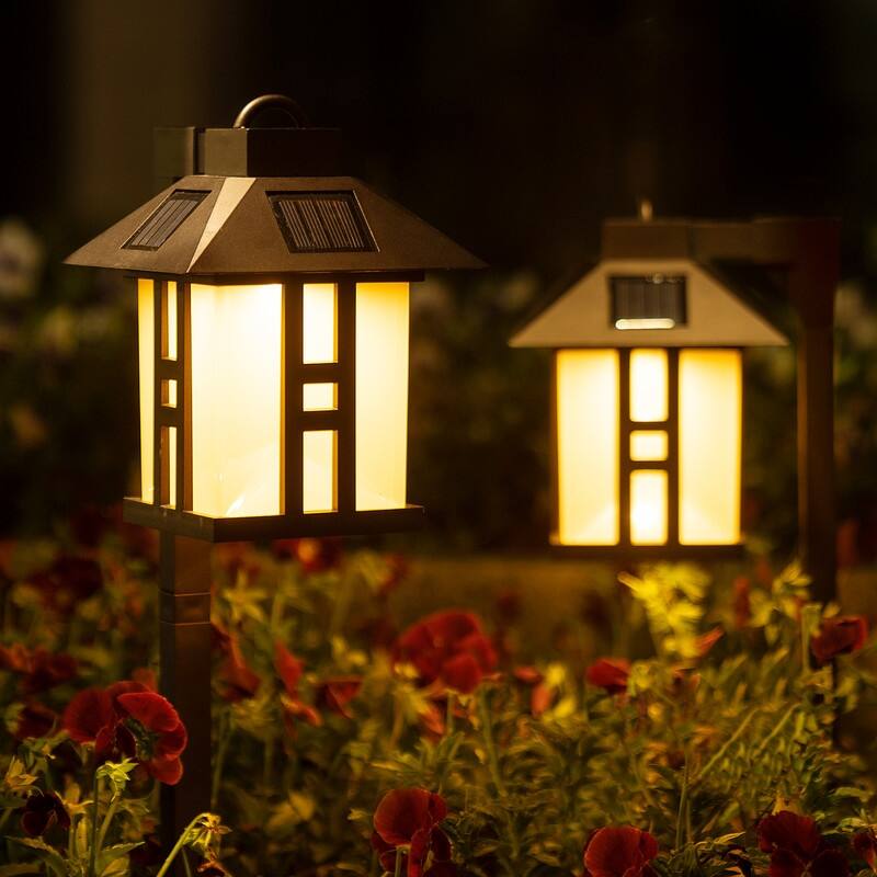 Soltoostar 2 Pack/4 Pack Solar Black LED Pathway Light