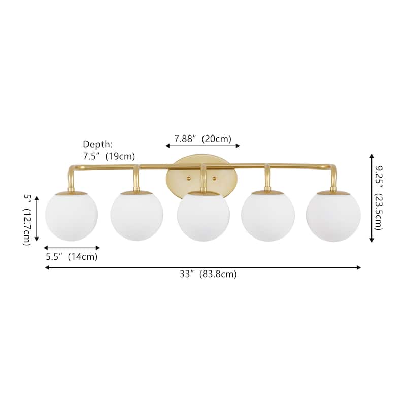 Globe Metal/Frosted Glass Modern LED Vanity, by JONATHAN Y