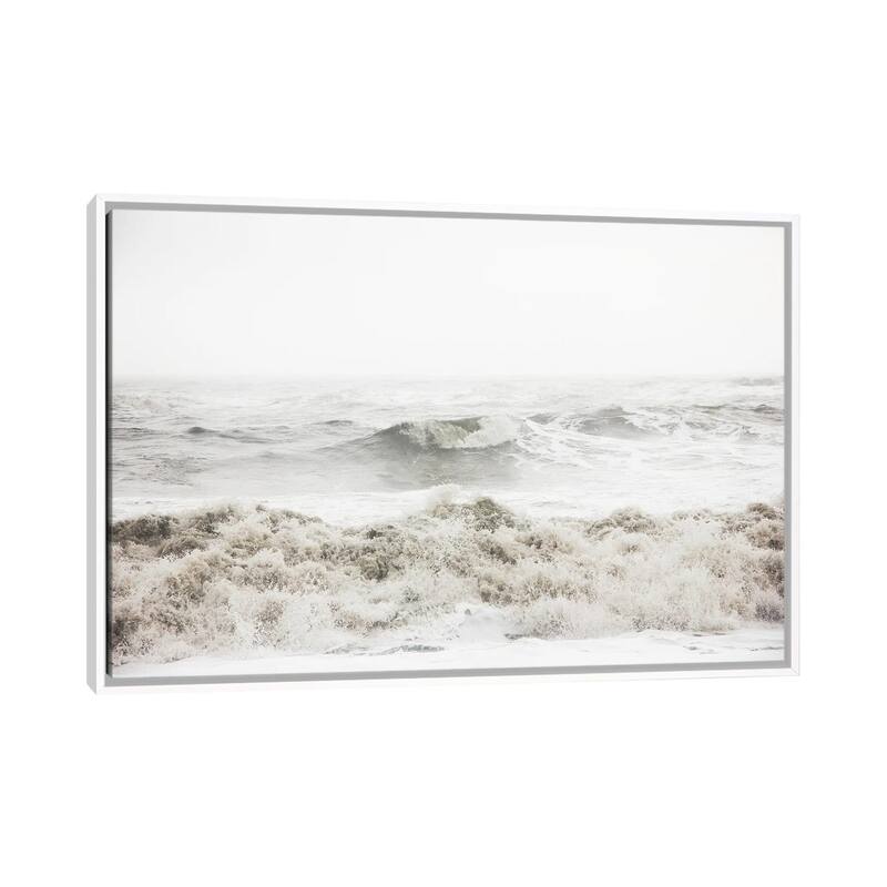iCanvas "Breaking Waves" by Design Fabrikken Framed Canvas Print - White - 18x26
