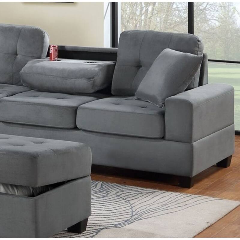 Living Room Furniture 3-PCS Sectional Sofa Set LAF Sofa RAF Chaise And Storage Ottoman