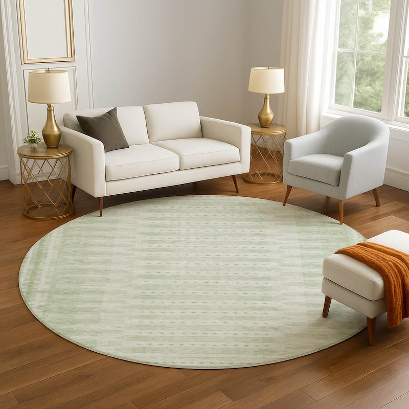 Premium Washable Super Soft Striped Ombre Mayfield Rug - Sage - 8' x 8'