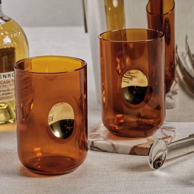 Ambrosi Tumblers with Gold Accent, Set of 4