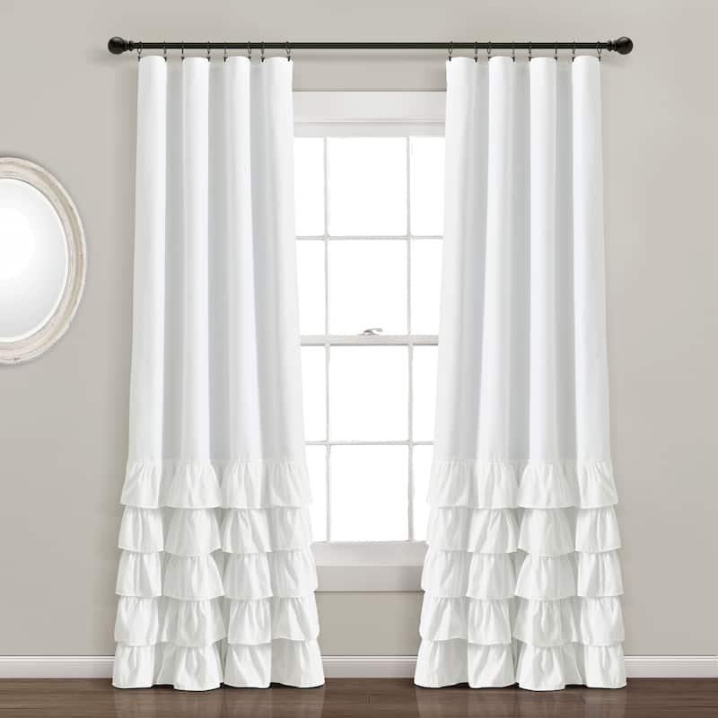 Lush Decor Allison Ruffle 100% Lined Blackout Window Curtain Panel - White - 84" x 40"