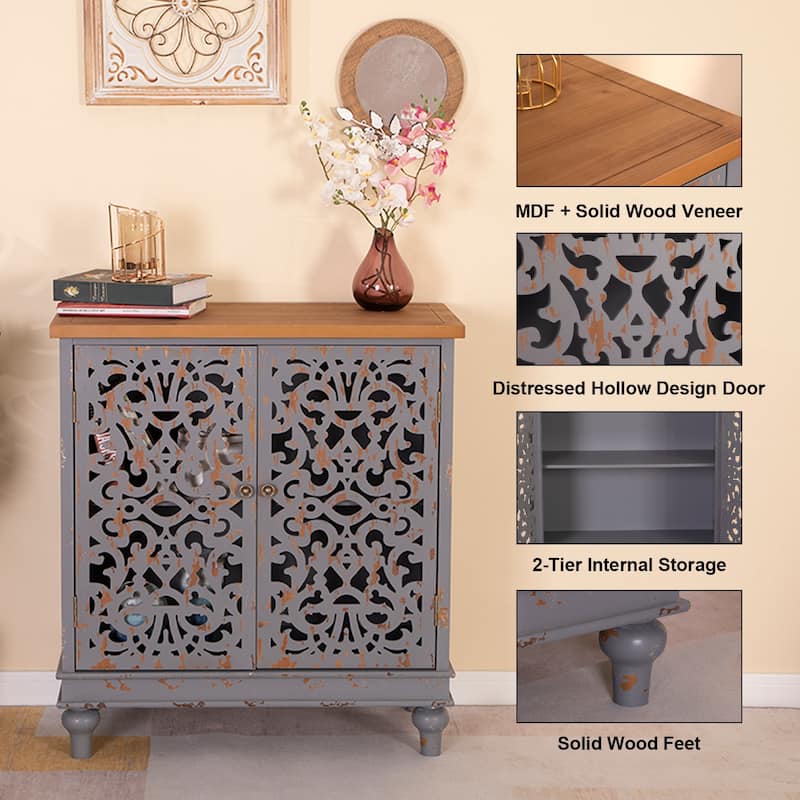2-door Intricate Traditional Antique Storage Cabinet