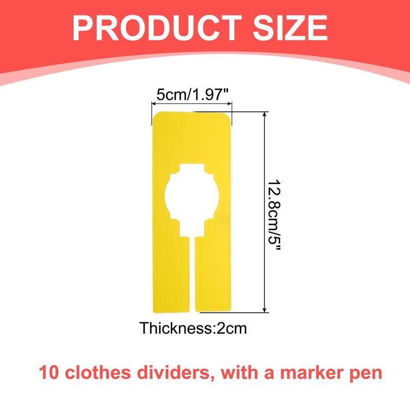 Clothes Dividers 10 Pack Rectangle with Marker Pen - Yellow