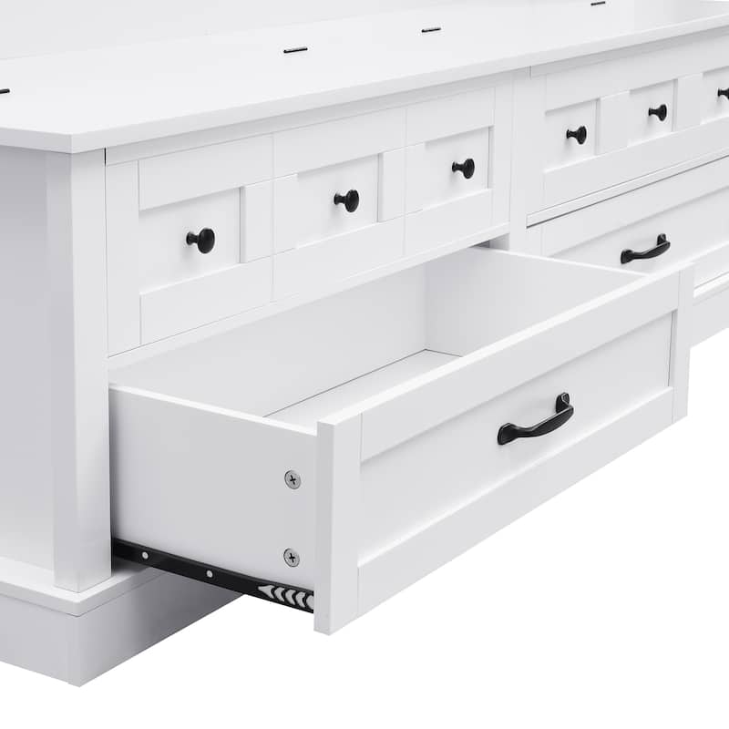 Roomfitters Elegant Wide Hall Tree with Lift-Top Bench, Wooden Mudroom Organizer with 5 Coat Hooks and 2 Storage Sections