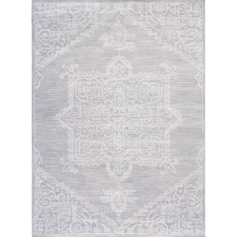 Pasargad Home Modern Hand-Tufted Wool Area Rug - 7' 9" X  9' 9" - Silver