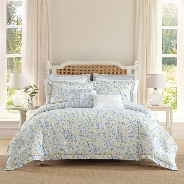 Laura Ashley Nora Blue Cotton Comforter Bonus Set - Bed Bath Laura Ashley Nora Blue Cotton Comforter Bonus Set - Bed Bath