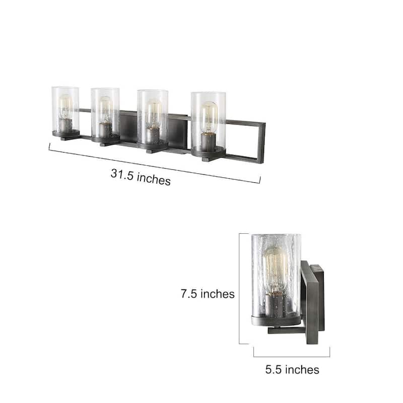 Carbon Loft Modern Brushed Silver Bathroom Vanity Lights Glass Wall Sconce - W31.5"xH7.5"xE5.5"