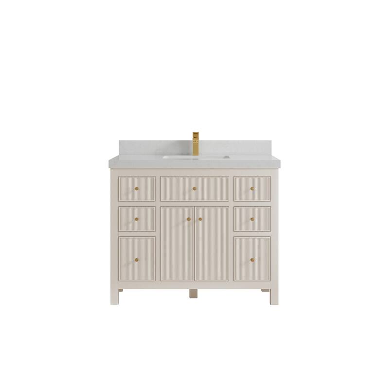 Willow Collections 42 in W x 22 in D Sonoma Free Standing Reeded Single Sink Bathroom Vanity with Countertop