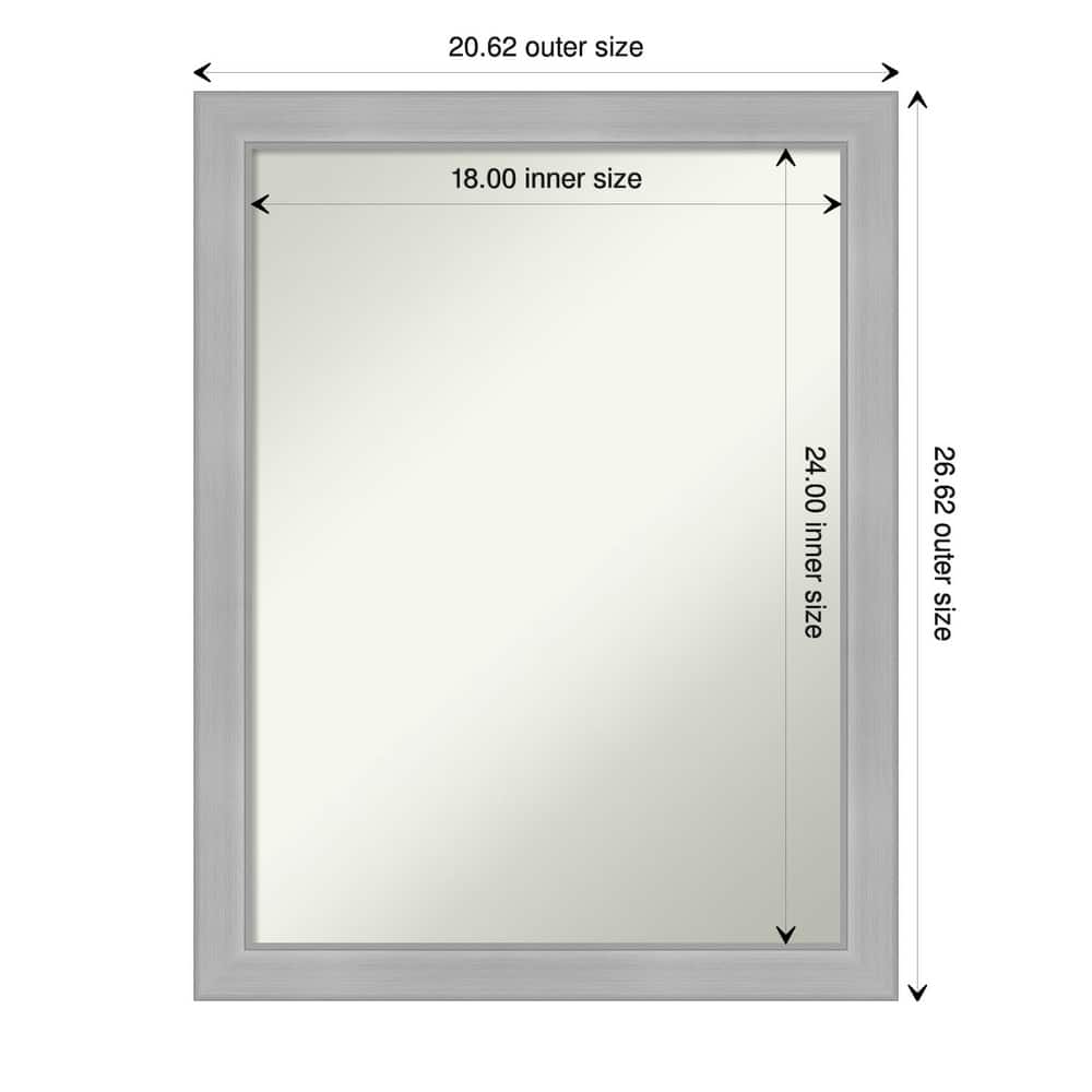 Non-Beveled Bathroom Wall Mirror - Vista Brushed Nickel Narrow Frame