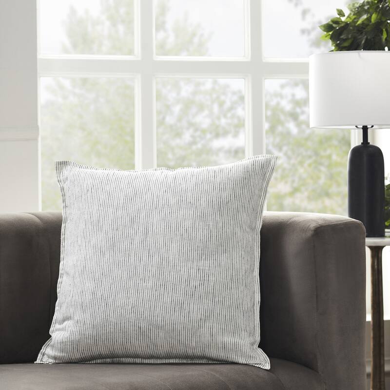 Herringbone Striped Square Throw Pillow - 20" - White and Black