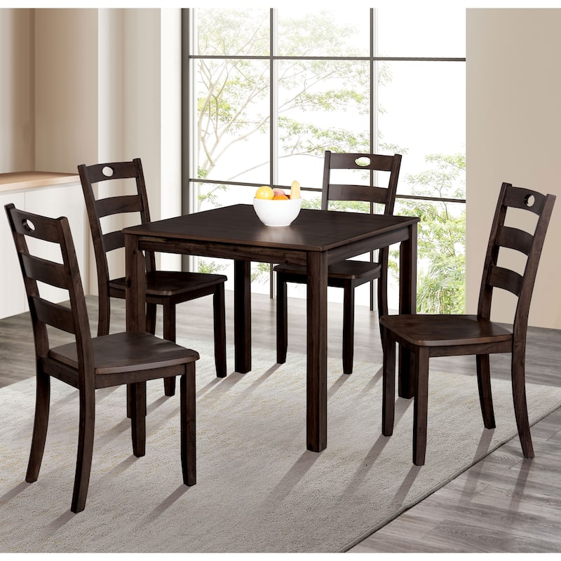 Furniture of America Cordelia Traditional Wood 5-Piece Dining Table Set - Standard Height - Espresso
