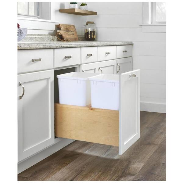 RevAShelf 4VLWCSC Series Bottom Mount Double Bin Trash Can with Soft