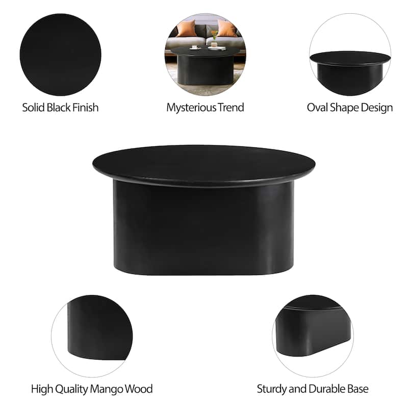 Sagebrook Home Modern Round Wood Black 32" Minimalist Coffee Table - 32" x 32" x 15"