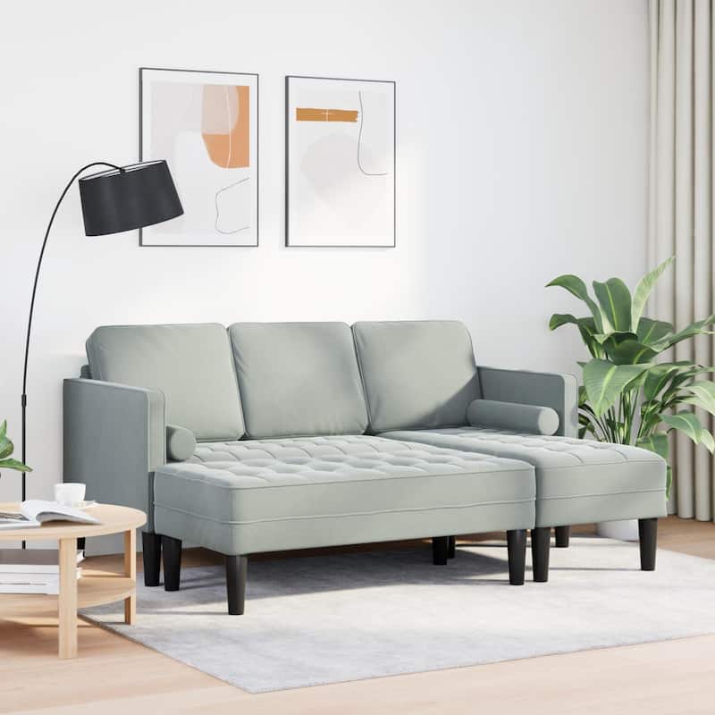 vidaXL Garden Sofa L-Shaped Black/Dark Grey/Light Grey Velvet - 68.1 x 51.6 x 26.4
