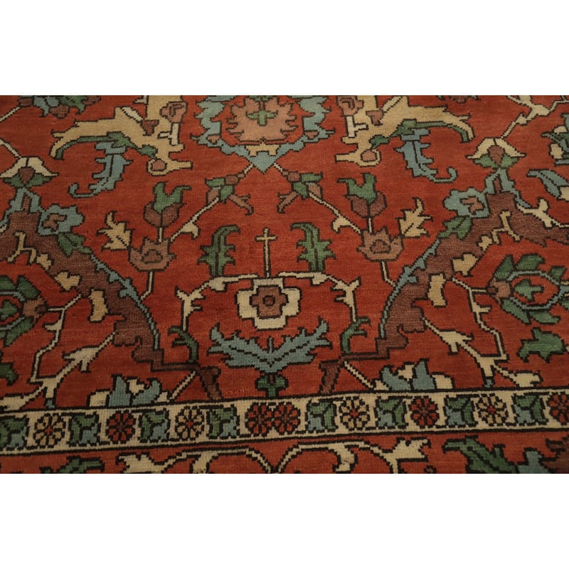 Hand Knotted Oriental 100% Wool Carpet Transitional All-Over Oranges & Rust Oushak Area Rug - 14' 10'' X 11' 9''
