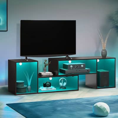 Deformable TV Stand with Led Lights for 65/70/75 Inch TVs Black - 42 inches