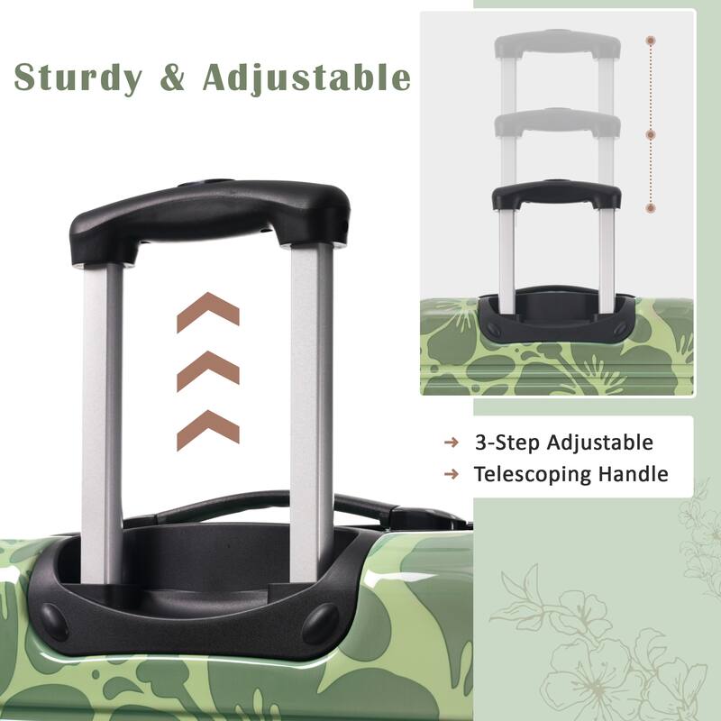 3-Piece, Modern Luggage Sets, Lightweight Luggage with Silicone Handles and Combination Lock, for Boarding Travel, Green