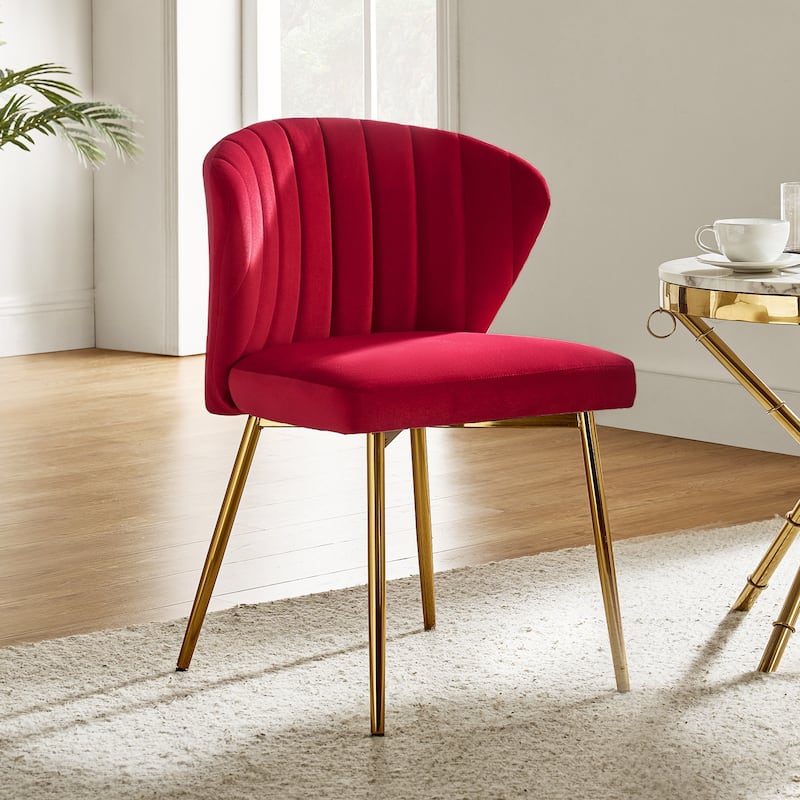 Luna Modern Glam Upholstered Tufted Back Side Accent Dining Chair with Small Base by HULALA HOME - RED