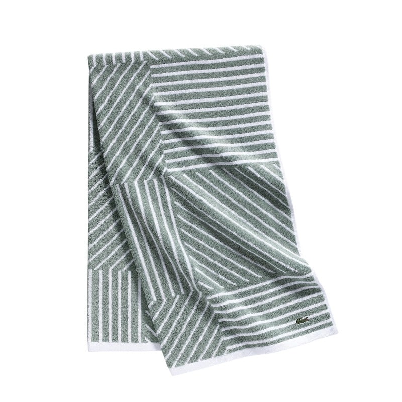 Lacoste Guethary Stripe Cotton Bath Towel - Aloe
