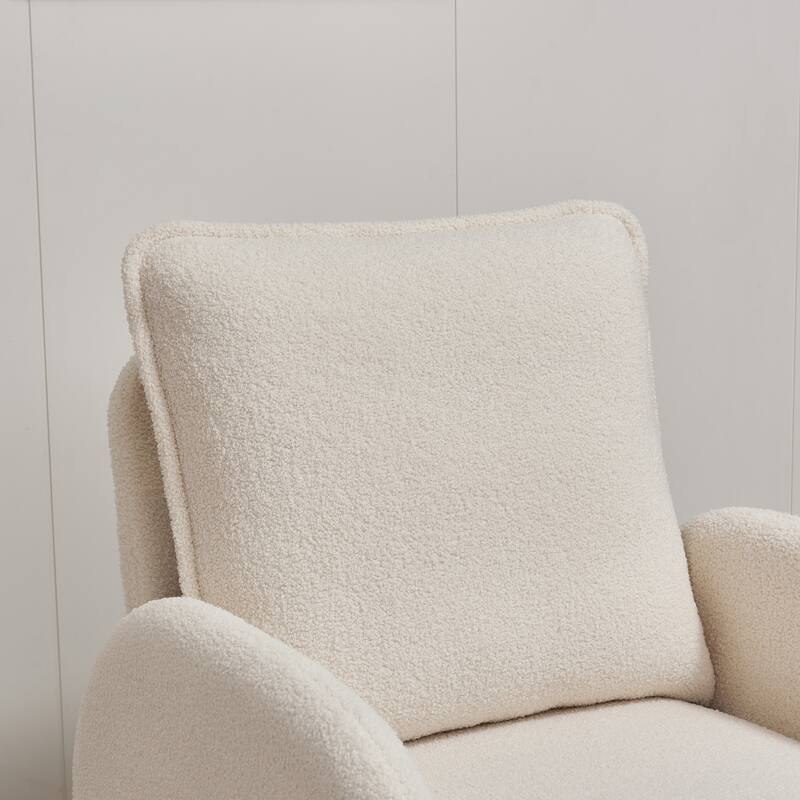 Sherpa Upholstered Accent Armchair Fabric Leisure Chair with High Back & Armrest Comfy Single Sofa Vanity Chair