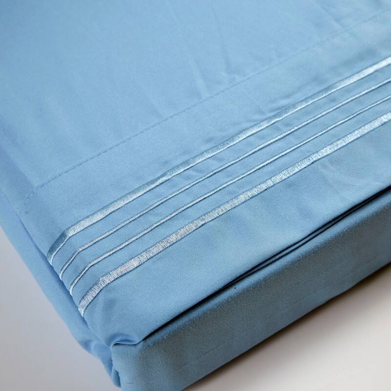 Authentic Hotel and Spa 1800 TC Brushed Microfiber Sheet Set with 4 Line Embroidery
