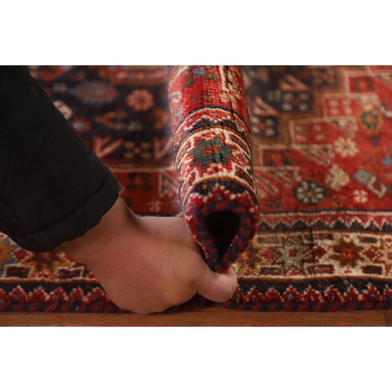 Hand Knotted Oriental 100% Wool Carpet Traditional Tribal Navy Blue & Blues Shiraz Area Rug - 5' 3'' X 3' 11''