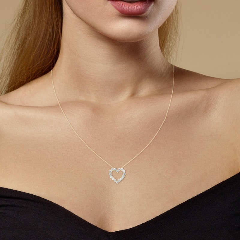 Marquee 1/2 Carat TW Lab Grown Diamond Heart Shape Pendant in 14K Yellow Gold