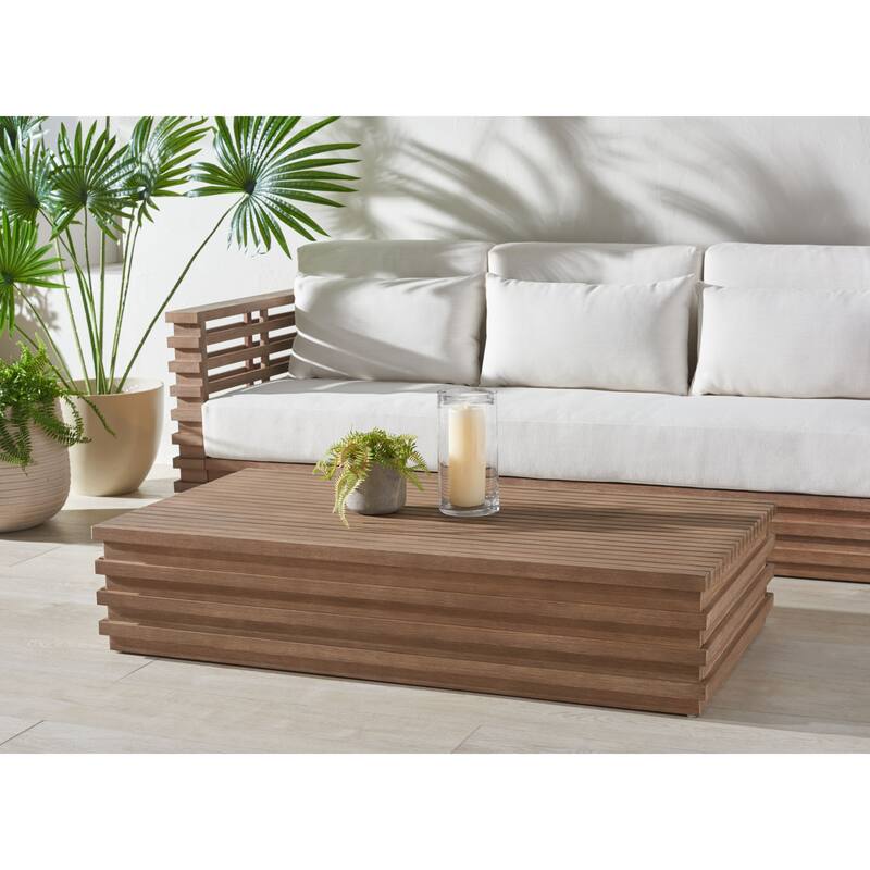 SAFAVIEH Couture Tortuga Eucalyptus Patio Coffee Table - 50"W x 26"D x 11"H