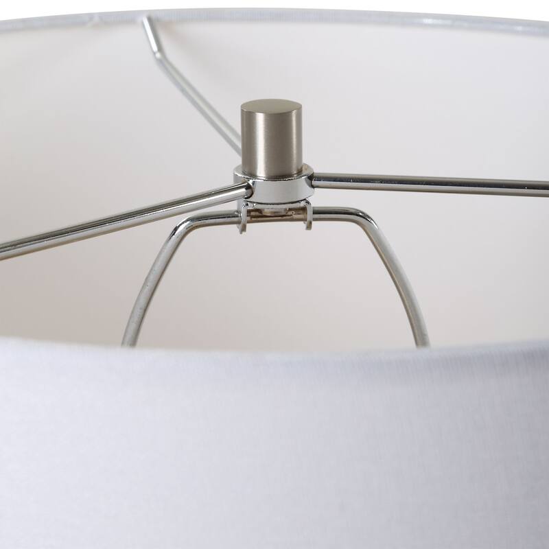 Seeded Glass Table Lamp with White Round Drum Shade - 28" - Sky Blue