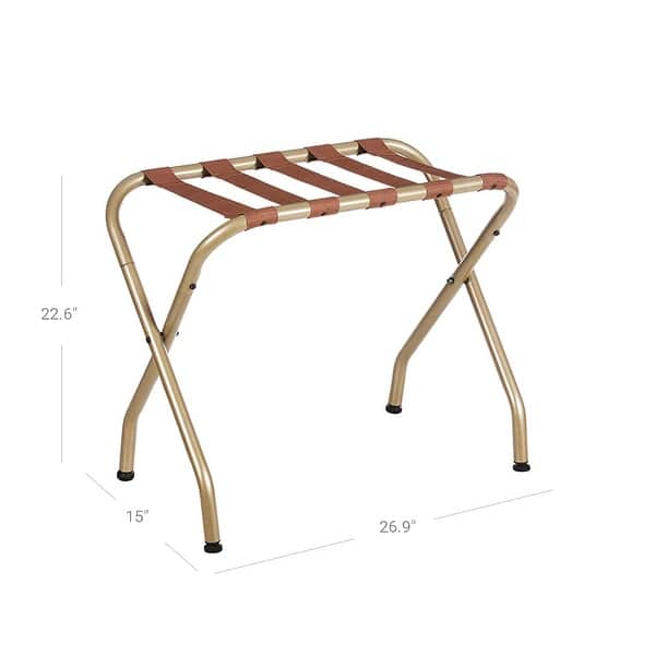 SONGMICS Luggage Rack, Pack of 2, Steel Frame, Foldable for Hotel, Golden