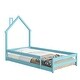 preview thumbnail 4 of 6, Pine Wood Floor Bed Frame With House Shaped Headboard Full-Length Guardrails Twin Size