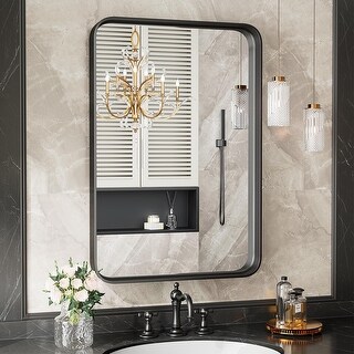 22x30inch Black Metal Frame Bathroom Mirror Vanity Mirror for Wall ...