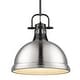 preview thumbnail 17 of 18, Duncan 1-light Hanging Dome Pendant with Rod Matte Black with Pewter